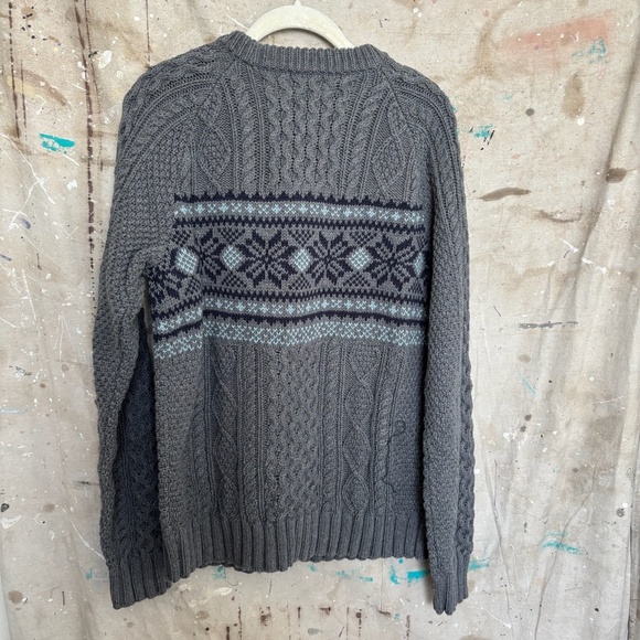 LL Bean Signature Cotton Fisherman Sweater, Fair Isle - Picture 3 of 3